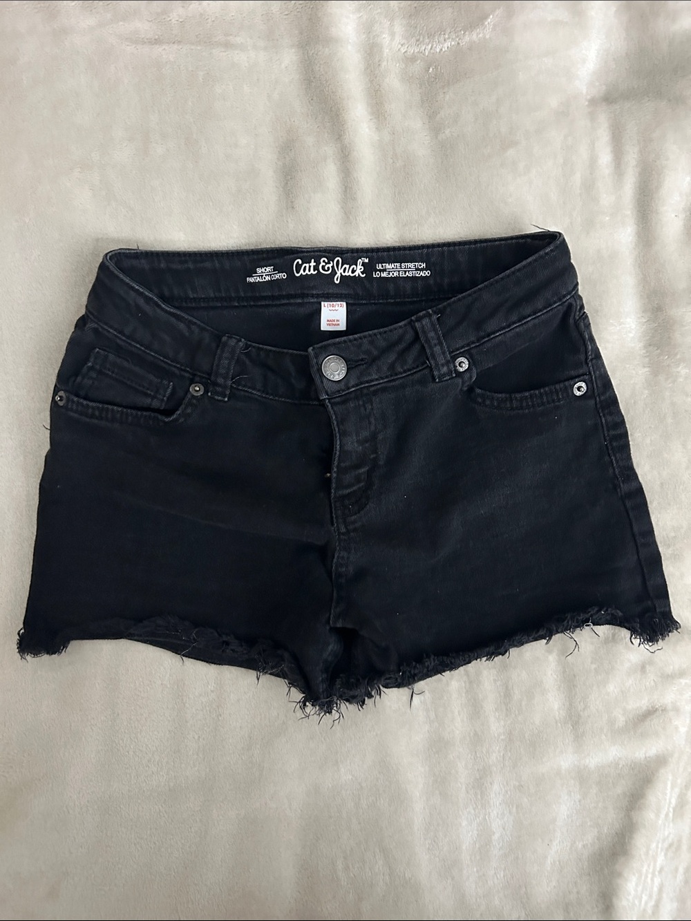 Cat & Jack Black Frayed Hem Denim Shorts